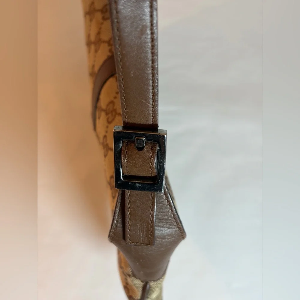Vintage Gucci, Jackie O Bag GG Supreme Canvas & Brown Leather Bag UNISEX - Picture 12 of 13